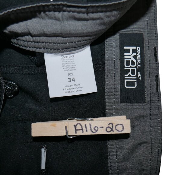 O'Neill Hybrid Shorts Size 34-36 in Black DWR Hyperfreak Stretch HyperDRY EUC - Picture 7 of 7